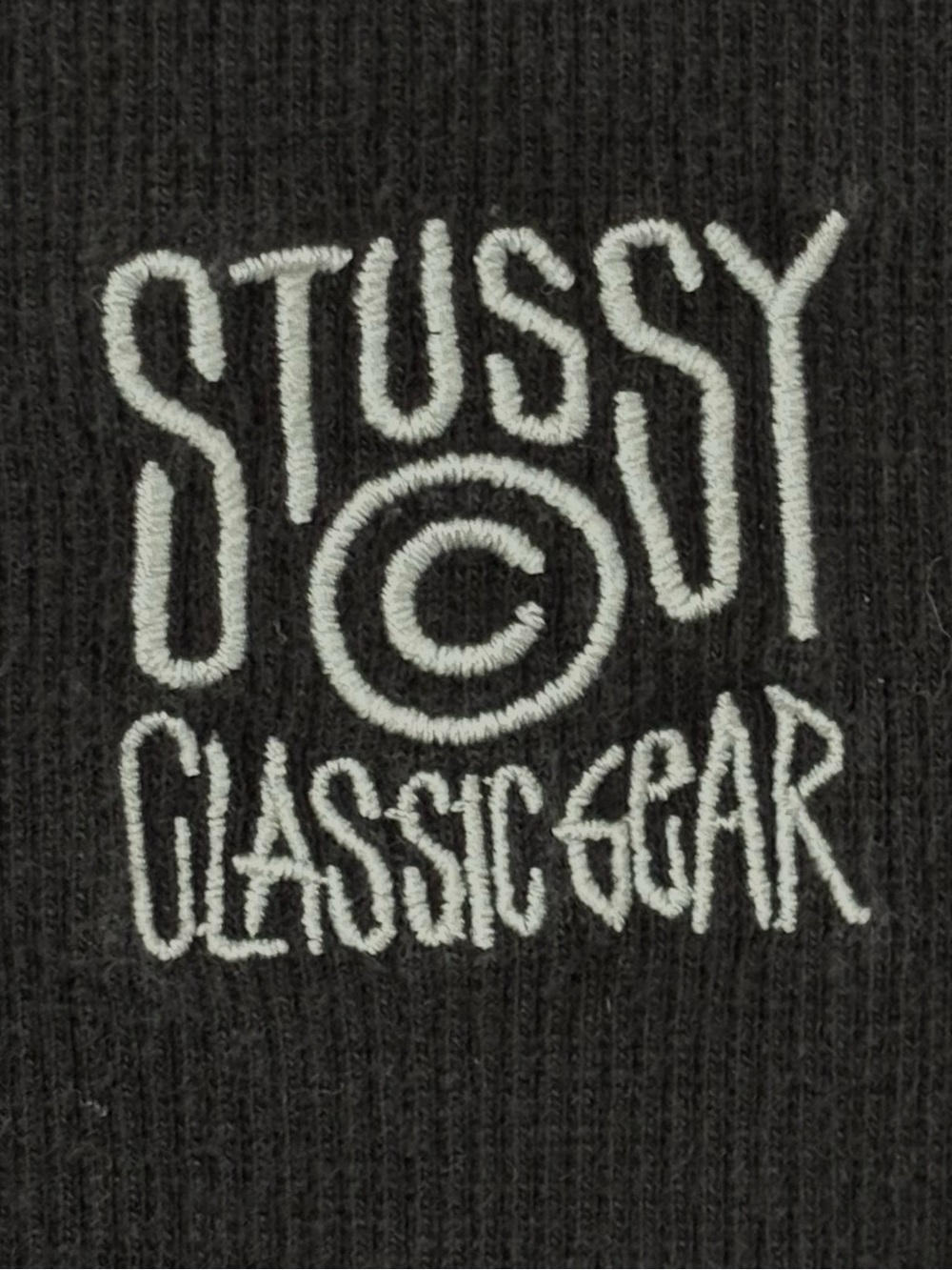 Stussy Womens Ribbed Black Short Sleeve Tee with White Chest Logo - Picture 4 of 7